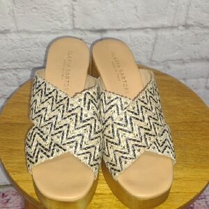 Ilaria Sartori Women's Beige and Black Woven Sandal Heels